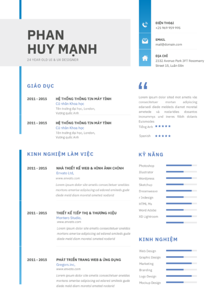 Mẫu CV Kỹ Thuật Canva: Đơn Giản Trắng & Xanh Dương Nhạt Cho Engineers