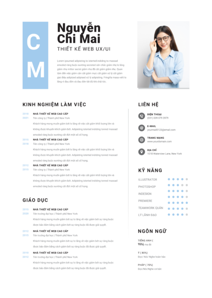 Design CV Hi-Tech Canva: Trắng & Xanh Dương Đậm Hiện Đại