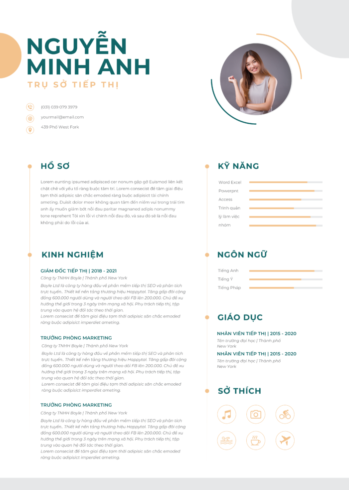 Canva Unique Blend CV: Trắng Phối Xanh Dương, Cổ Vũ Ngành Quảng Cáo