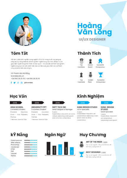 CV Canva Cho Người Kinh Doanh: Mẫu Đen & Xanh Nhạt, Lý Tưởng cho Tài Chính