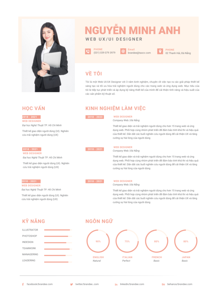 Canva CV Quản Lý: Hồng Phấn & Màu Kem Elegance, Định Hình Sự Nghiệp