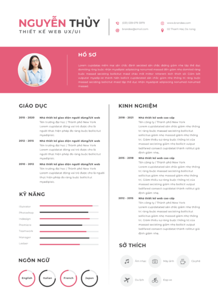 Canva CV Marketing: Xám Nhạt & Hồng Cam, Brand Your Professionalism