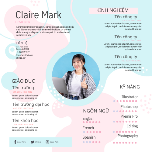 Hướng Dẫn Tạo CV Hiện Đại trên Google Slide: Thiết Kế Trắng và Xanh Dương Nhạt - Phù Hợp Ngành Công Nghệ.