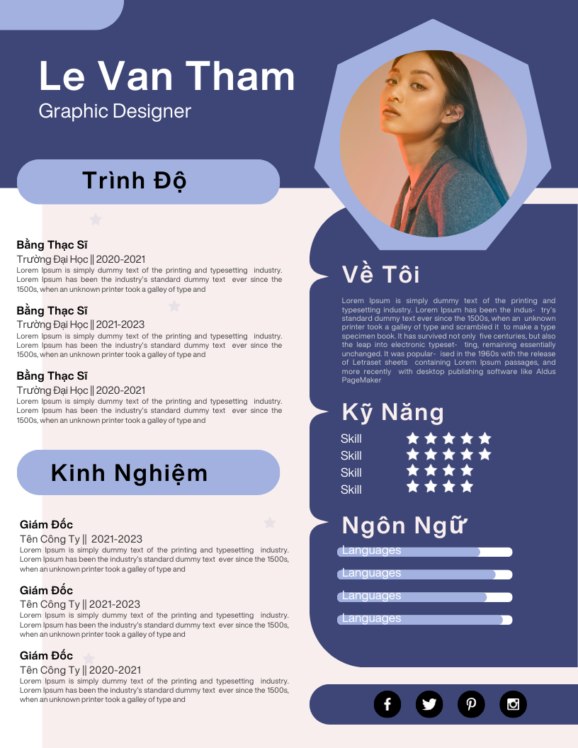 Thiết Kế Google Slide CV Nghệ Thuật Màu Hồng Phấn, Xanh Navy và Xanh Dương Nhạt, Tham Gia Ngành Sáng Tạo