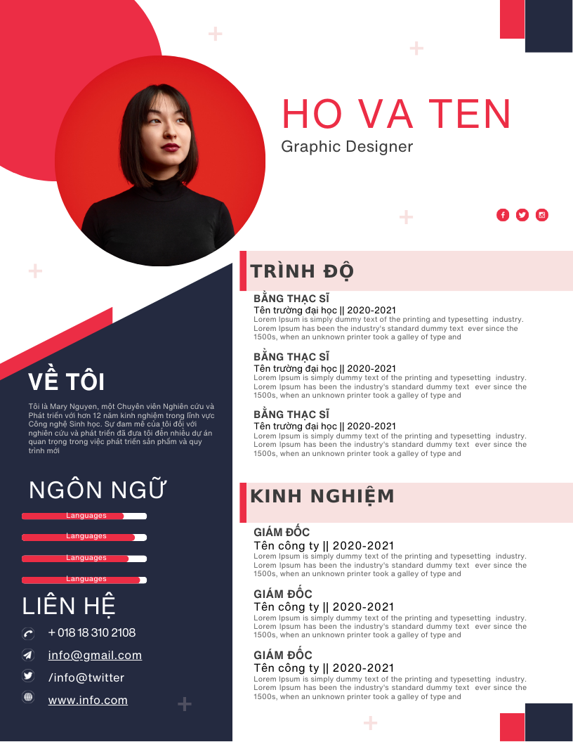 Google Slide CV Sáng Tạo Màu Trắng, Hồng Nhạt và Đỏ, Tạo Lên Thiết Kế