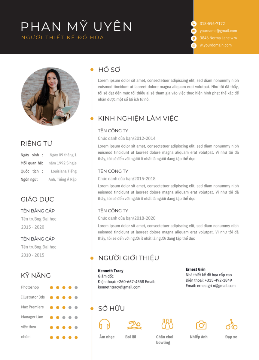 Mẫu CV Google Slide Kinh Doanh Màu Trắng, Xám và Vàng, Tạo Hay Cho Kinh Doanh