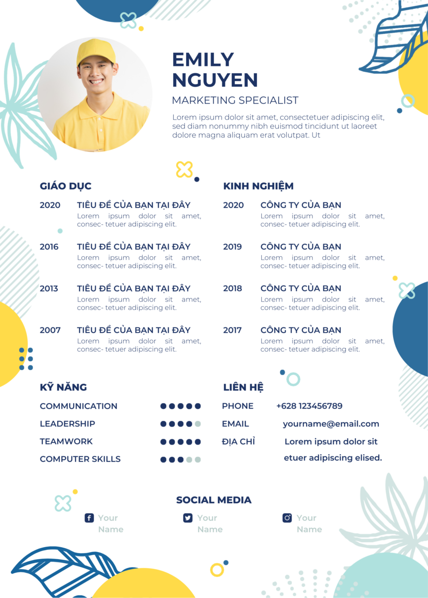 Dẫn Đầu Thiết Kế với CV Trắng & Xanh Dương – Canva Cho Người Sáng Tạo