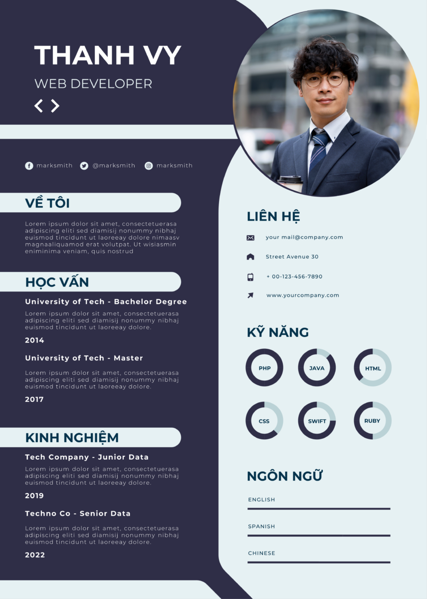 Canva CV Xanh Dương Chuyên Nghiệp: Sự Tinh Tế và Bền Bỉ