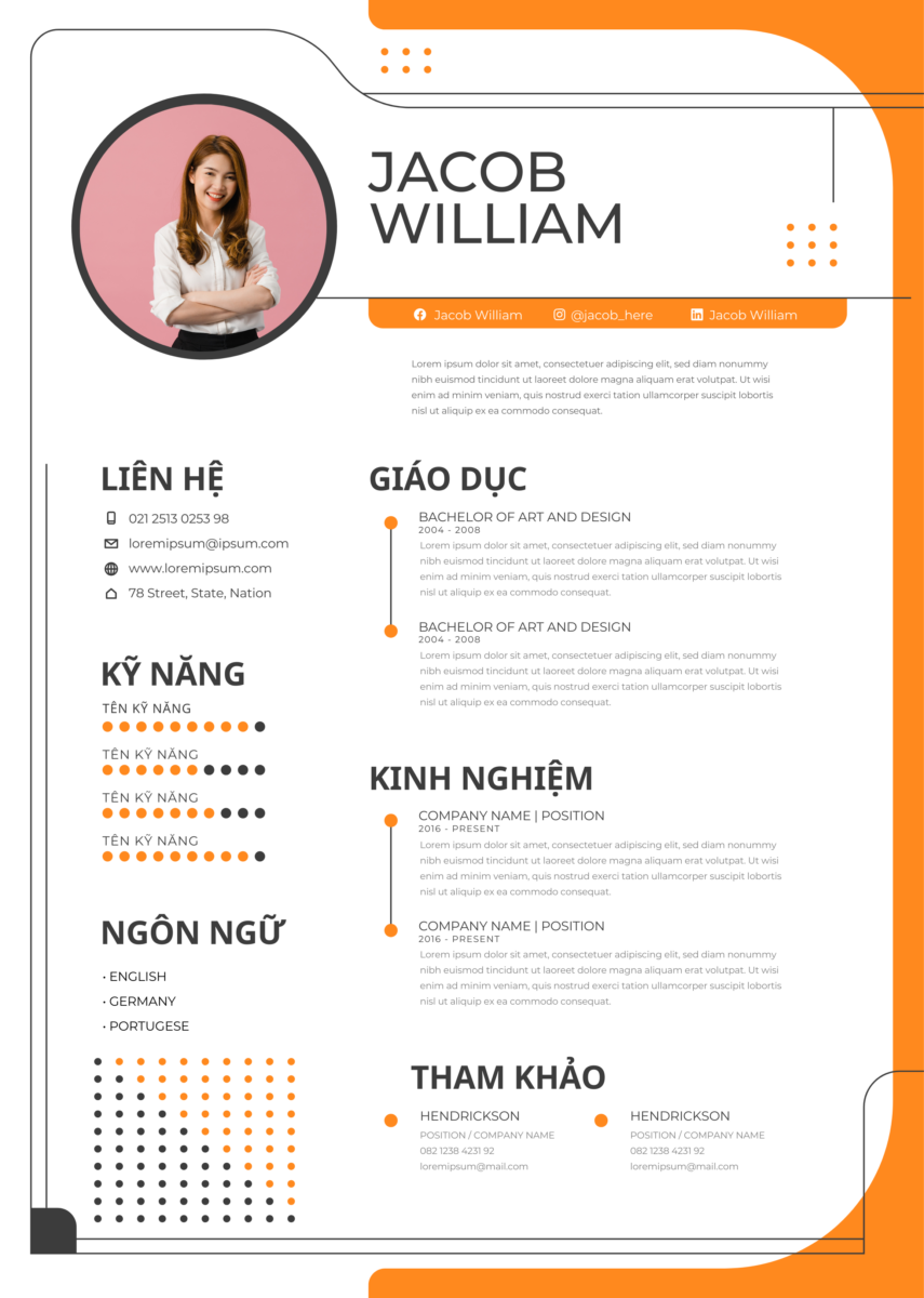 Canva CV Marketing Mới Mẻ: Sức Quyến Rũ Của Trắng và Cam