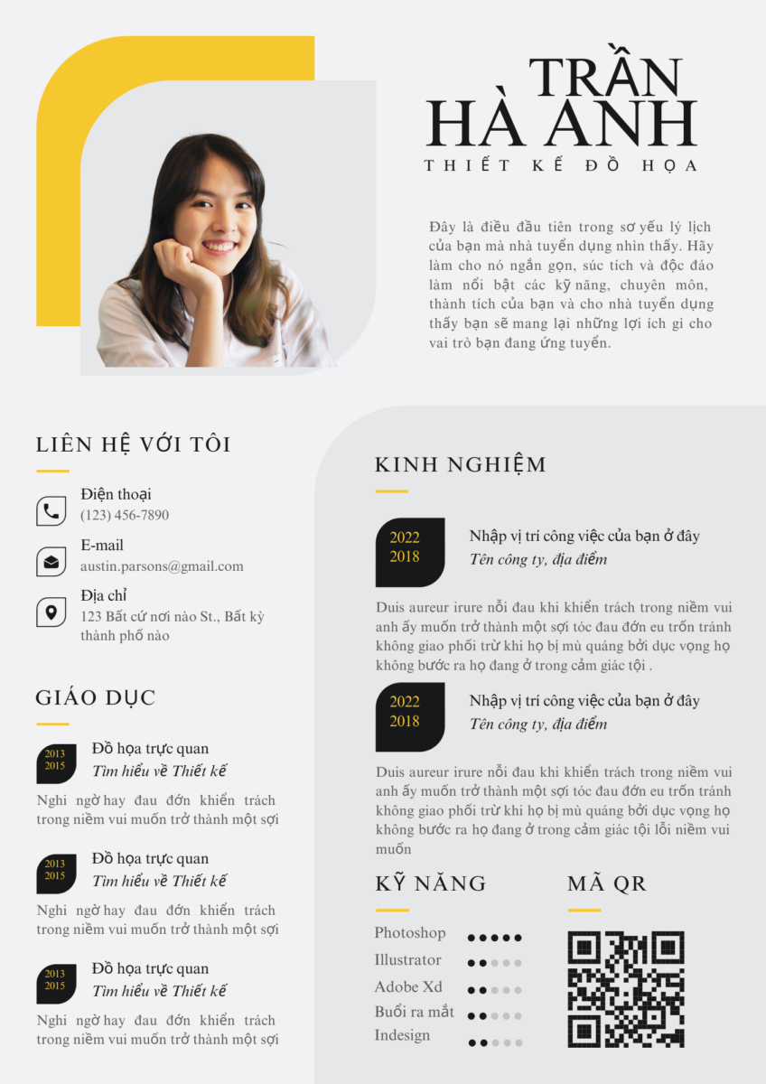 CV Quản Lý Google Slide: Trắng và Xám, Vàng - Tối Ưu Ngành Quản Trị