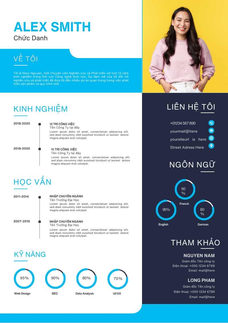 Mẫu Google Slide CV Kỹ Thuật Màu Trắng, Xám và Xanh Dương, Được Kỹ Sư Yêu Thích