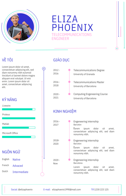 Mẫu CV Sáng Tạo: Trắng và Xanh Dương - Tối Ưu cho Ngành Thiết Kế