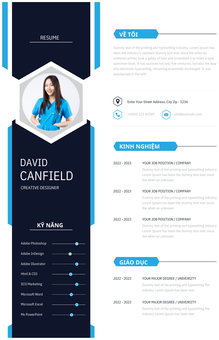 Canva CV Hiện Đại Công Nghệ: Trắng và Xanh Dương Sáng