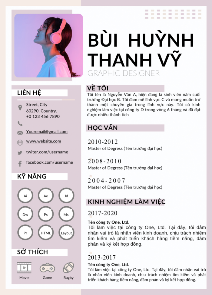 Mẫu CV Kỹ Thuật: Trắng và Xanh Dương - Phù Hợp Ngành Kỹ Sư