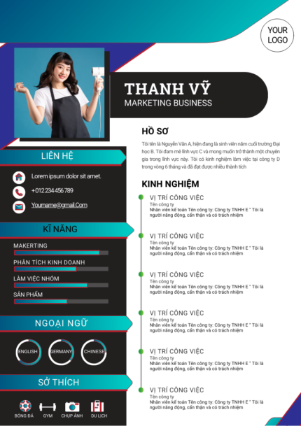 Canva Modern Tech Design CV: Trắng Xanh Dương Đậm, Bức Phá Ngành Công Nghệ