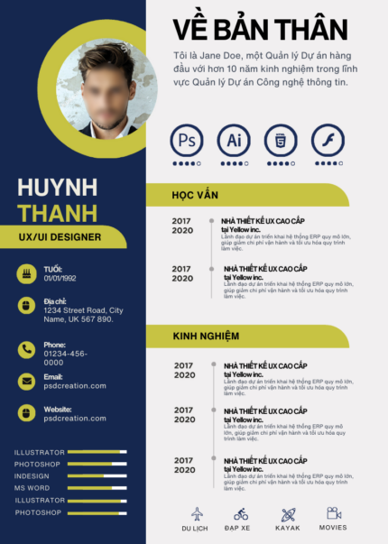 Khởi đầu công nghệ với CV hiện đại trắng và xanh dương đậm từ Canva