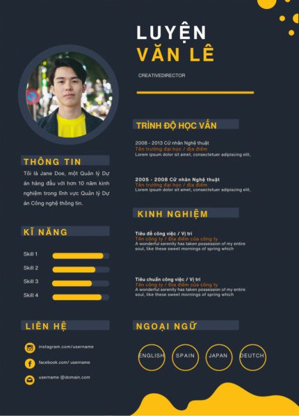 Mẫu CV Google Slide Kỹ Thuật Xanh Đậm và Vàng, Đột Phá Kỹ Sư