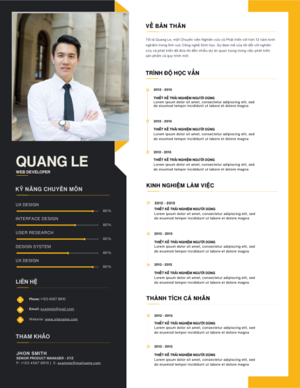 Thiết kế kinh doanh tỏa sáng với CV trắng và vàng từ Canva