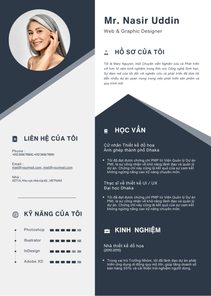 Canva giúp thể hiện cảm hứng sáng tạo: Mẫu CV trắng và xanh dương cho quảng cáo