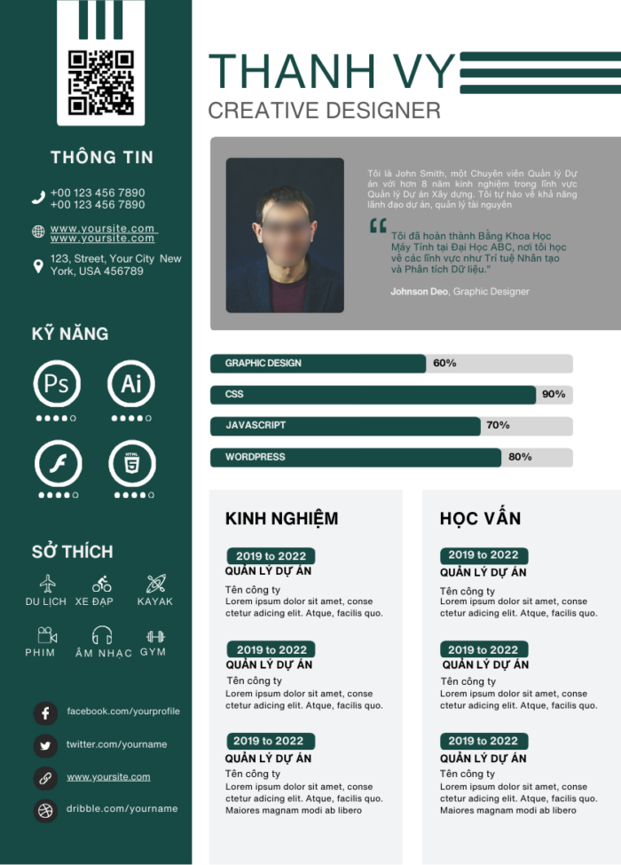 Sự Sáng Tạo Trong Mẫu CV PowerPoint: Trắng và Xanh Dương - Tạo Dấu Ấn Trong Quảng Cáo