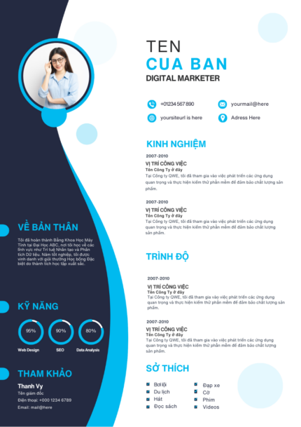 Công Nghệ và Đột Phá: Ấn Tượng CV Độc Đáo Canva Trắng và Xanh Dương