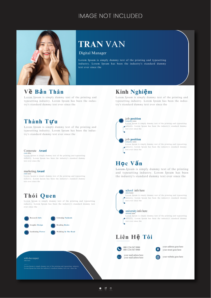 Canva CV Quản Trị Đẳng Cấp - Trắng và Xanh Navy Cho Lãnh Đạo