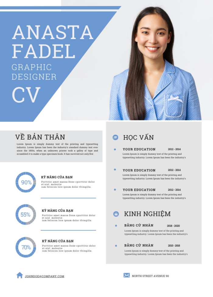 Pro-Management: CV Xanh Dương Đậm-Cam Trên Nền Trắng