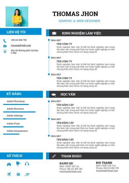 Modern Tech Trio: CV Công Nghệ Trắng-Xanh Dương-Cam