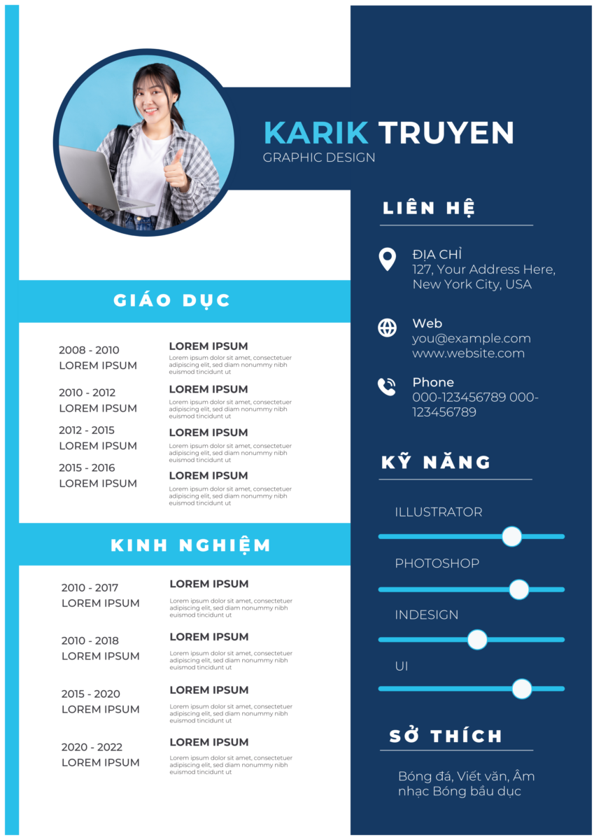 Google Slide CV Kỹ Thuật: Trắng, Xanh Navy và Xanh Dương Nhạt - Ứng Dụng Tối Ưu Ngành Kỹ Thuật