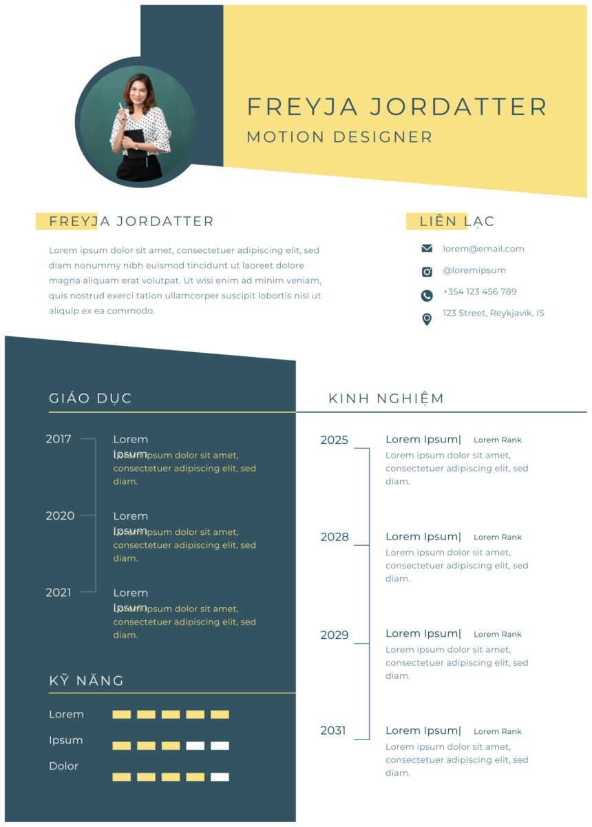 Canva CV Quản Lý: Elegance in White, Navy and Gold