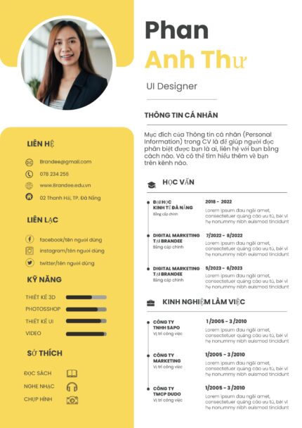 Mẫu CV Google Slide Vàng - Tạo Hồ Sơ Chuyên Nghiệp & Tùy Biến Linh Hoạt