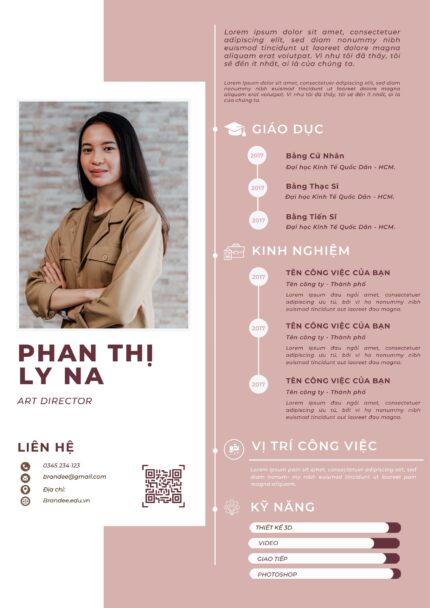 Thiết Kế CV Độc Đáo - Mẫu CV Màu Hồng Phấn Cho Ngành Thời Trang và Làm Đẹp, Tải Miễn Phí