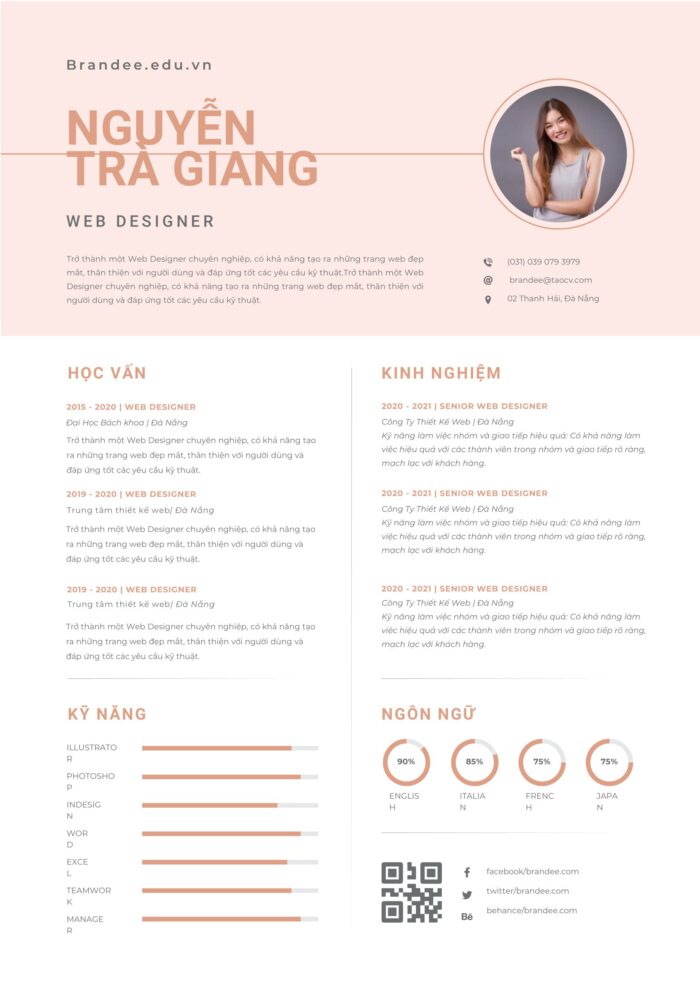 CV Hồng Pastel Canva: Thiết Kế Thuần Khiết Dành Riêng Cho Những Ước Vọng Nghề Nghiệp