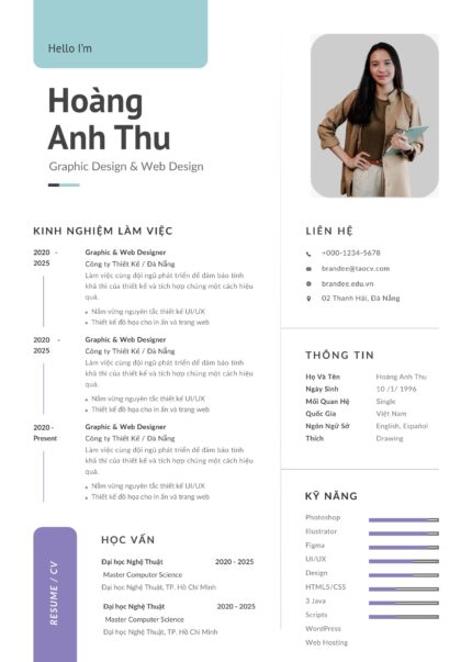 Mẫu CV Kỹ Thuật Canva: Xám Đậm, Xanh Nhạt & Tím, Lý Tưởng Cho Innovators