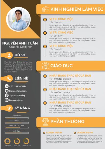 Thiết Kế CV Hiện Đại Mẫu Google Slide - Màu Vàng Cam Độc Đáo cho Người Làm Kinh Doanh và Marketing