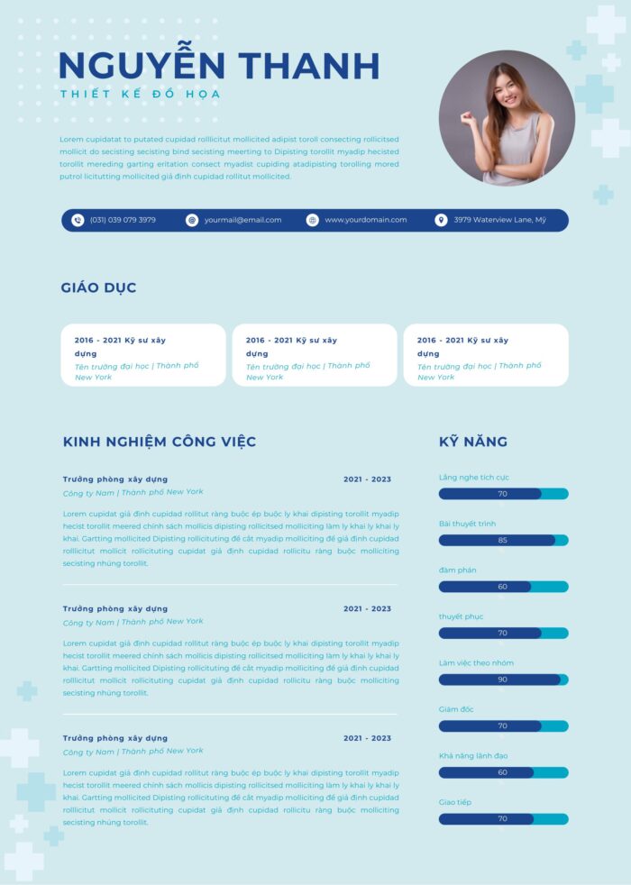 Canva CV Du Lịch: Xám Đậm & Xanh Dương Thư Thái, Phiêu Lưu Cùng Bản Thân