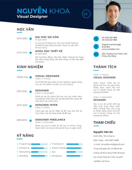 CV Xanh Dương Canva - Mẫu Thiết Kế Độc Quyền Cho Người Dẫn Đầu Ngành Kinh Doanh