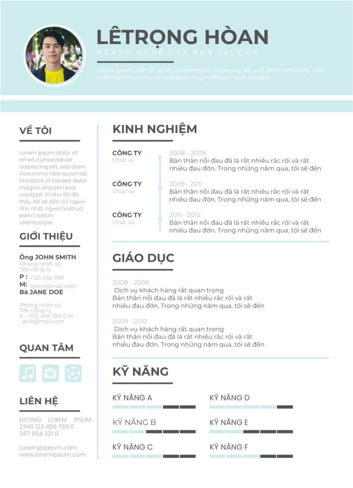 Mẫu CV Google Slide Tươi Mới: Trắng & Xanh Dương Nhạt - Tối Ưu cho Ngành Giáo Dục & Đào Tạo